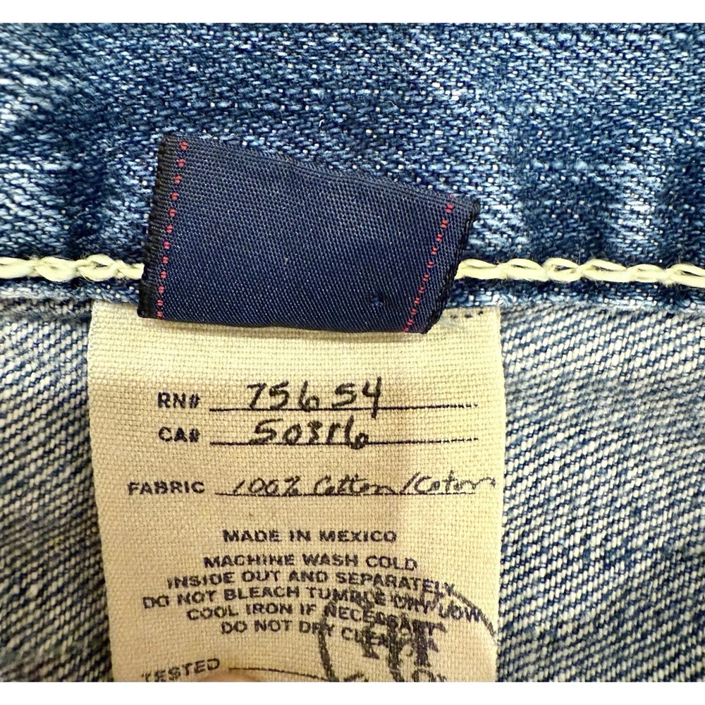 Y2K Abercrombie & Fitch Jeans Mens 32x34 Blue Kilburn Low Rise Boot Button Fly - Picture 7 of 8